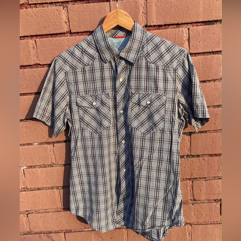 Banana Republic Navy and White Checkered Shirt